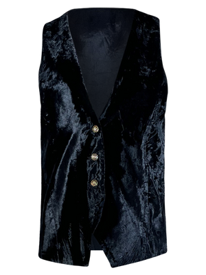 90's Black Velvet Vest
