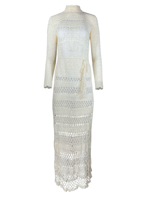 Cream Crochet 70s Dress