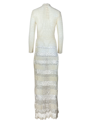 Cream Crochet 70s Dress
