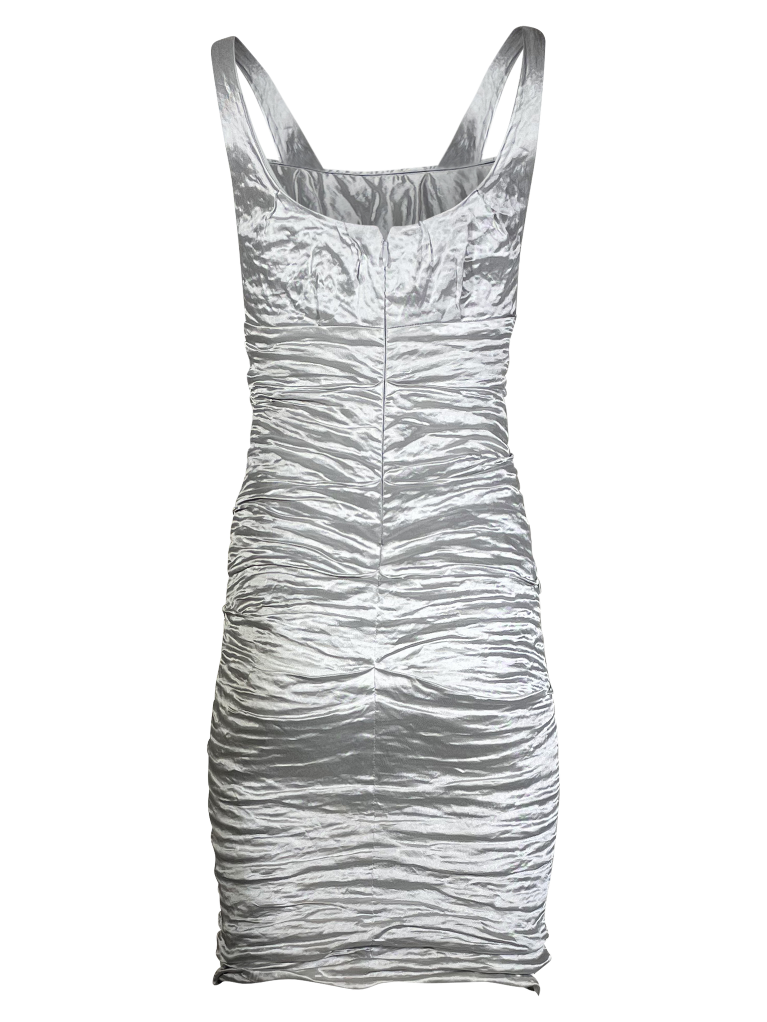 SOLD- 90s Slinky Silver Dress