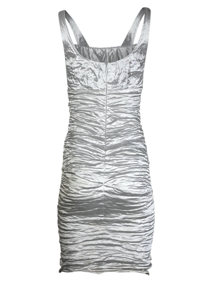 SOLD- 90s Slinky Silver Dress