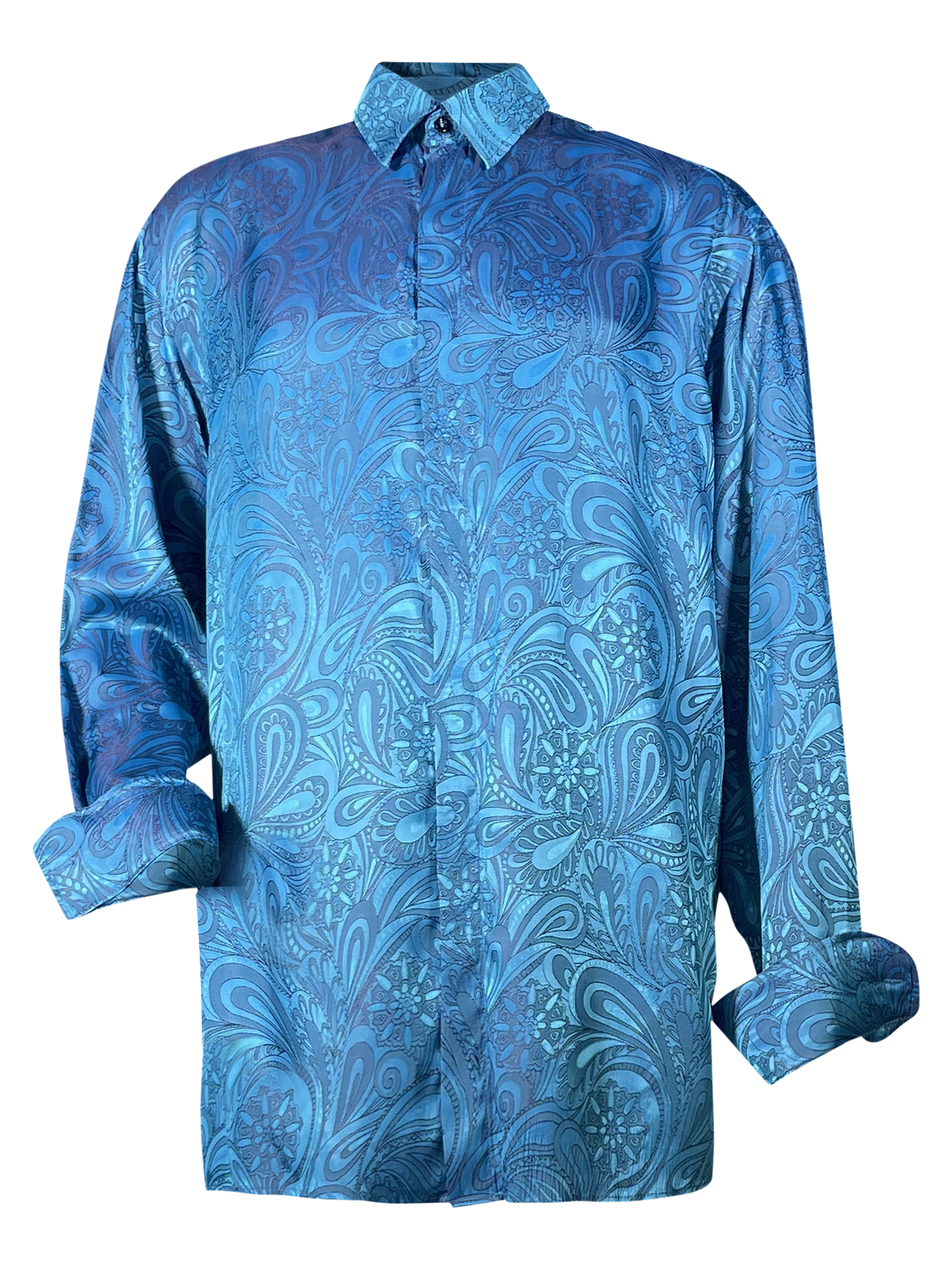 Blue Satine Paisley Shirt
